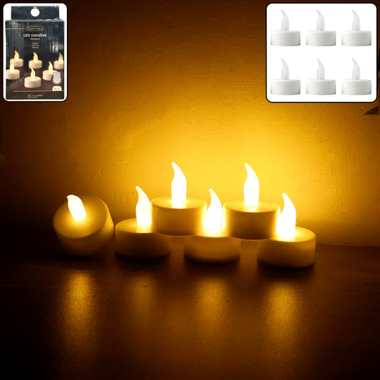 Led Flameless Tealight Candles Lights (6 Pc)