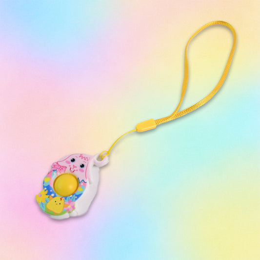Mini Cartoon Chick-shaped Push Pop Fidget Toy With Hanging Strap (1 Pc)