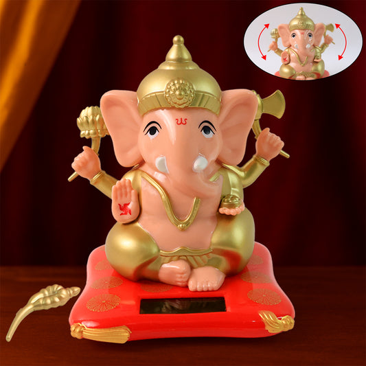 Solar-powered Dancing Ganesha Idol Decorative Lord Ganpati Showpiece With Movement