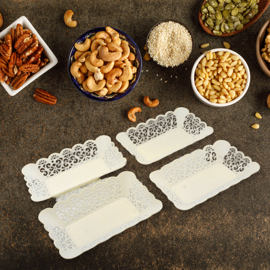 10033 Rectangle Plastic Dinner Plate Snacks Breakfast Restaurant Serving Trays Home School Coffee Hotel Kitchen Office (8 Pcs Set)