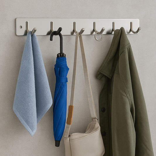 Stainless Steel Wall Mounted Coat 6 Hook Rack (32x3 1pc)