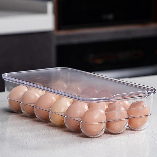 Plastic 18 Cavity Egg Storage Box Or Egg Trays For Refrigerator With Lid Handles High Quality Rectangular Egg Tray Box For 18 Egg (1 Pc)