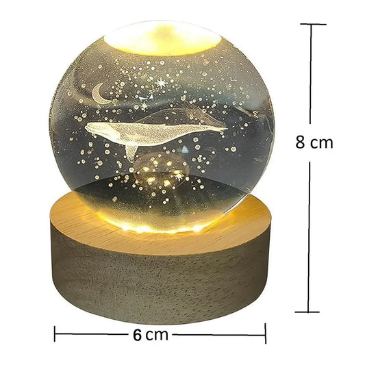 Fish 3d Crystal Ball Lamps With Base (1 Pc)