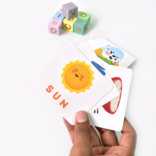 Alphabet Puzzle Spelling Reading Words (26 Flash Cards 8 Woodenblock)