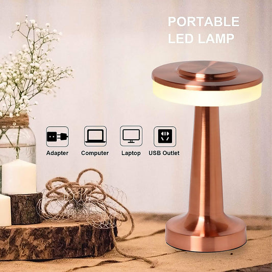 Led Lamp With Touch Control Decorative Desk Lamp Portable Metal Led Table Lamp Usb Rechargeable 3 Color 3 Levels Brightness Dimmable Eye Protection Modern Lamp For Home Decor Party Kids Room Bedroom (1 Pc)