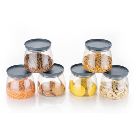 2286 Matka Shaped Jar With Air Tight Leak Proof Lid (Multicolour) (Set Of 6) (900ml)