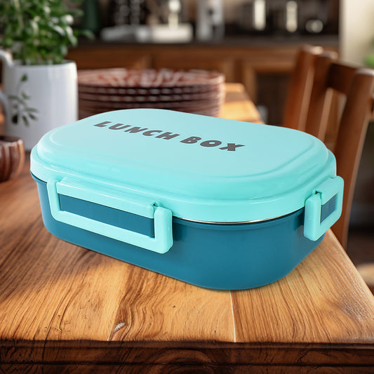 3 In 1 Spicy Bite Stainless Steel Lunch Box With Plastic Small Box Spoon (1 Set)