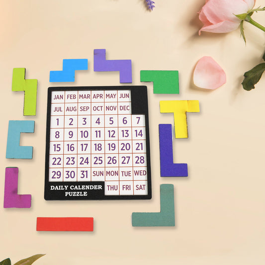 Wooden Daily Calendar Puzzle (Multicolor 1 Set)