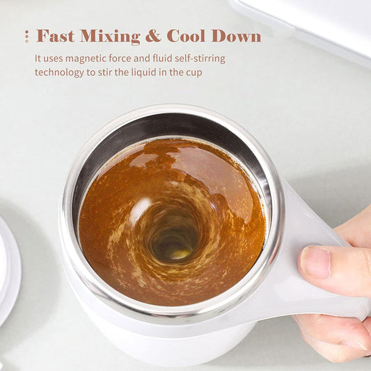 5545 Stirring Coffee Mug Magnetic Stirring Coffee Cup Stainless Steel Mug For Milk Travel Mixing Cup Self Stirring Coffee Mug Suitable For Coffee Milk Hot Chocolat Battery Operated ( Battery Not Included )