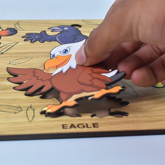 Wooden Bird Puzzle Learning Educational Board (1 Set 2820 Cm)
