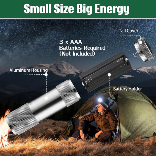 Portable Mini Torch Super-bright Mini 9 Led Bulb Pocket Torches - Torch Flashlight For Camping Hiking Diy Travelling Outdoors And More 3 Battery Operated (Battery Not Included 1 Pc Mix Color)