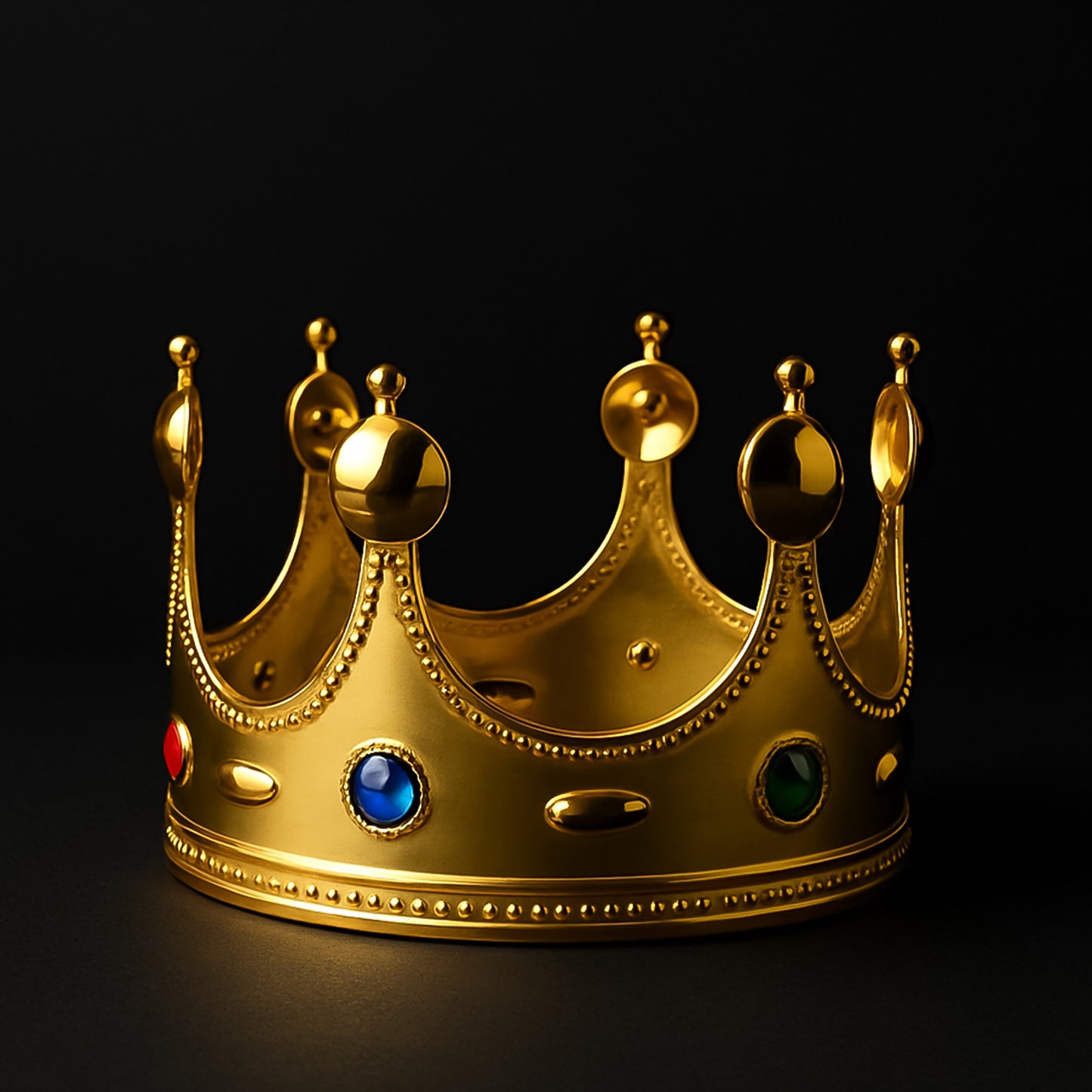 Golden Royal Crown With Colored Gems (1 Pc)