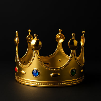 Golden Royal Crown With Colored Gems (1 Pc)