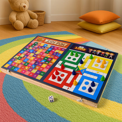 Wooden Board Game Set  Ludo Snakes  Ladders And Desktop Football (3-in-1)