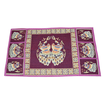 8889 Cotton Fridge Top Cover Set - Standard Appliance Covers Fridge Dustproof Cover With Peacock Deign 6 Utility Side Pockets Fridge Cover For All Types Fridge Refrigerator Use (100x60cm)