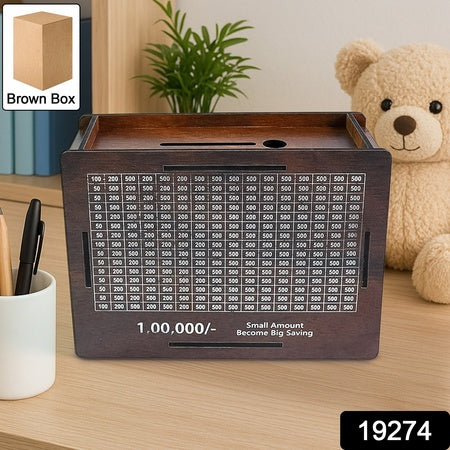 Wooden Money  Piggy Bank Money Box (1 Pc  Pen Not Included)