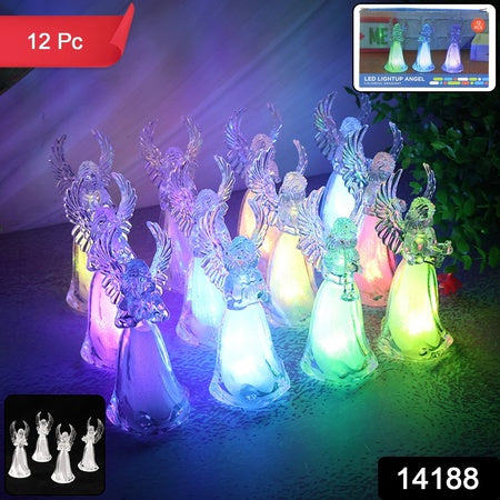 Decorative Led Light-up Angel Figurines (12 Pc)
