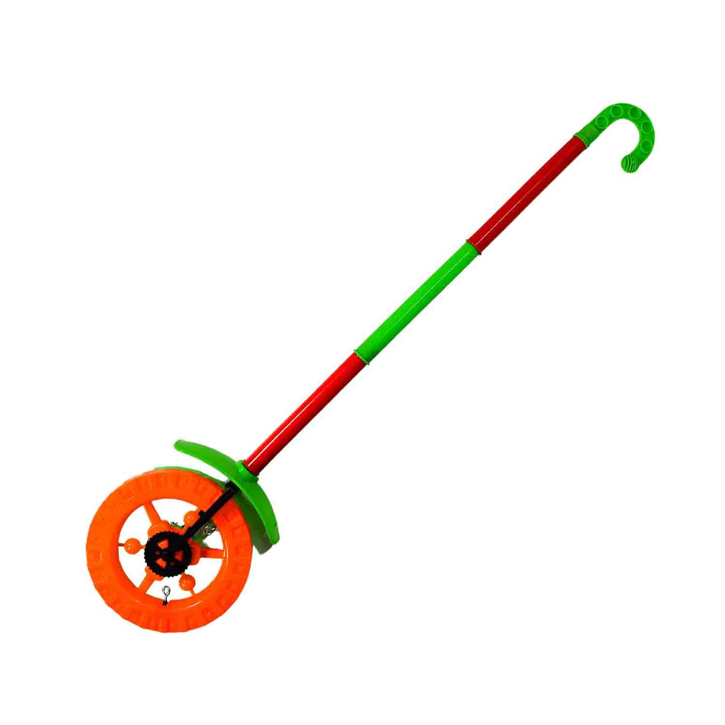 4435 Plastic Single Wheel Push Run Toy With Handle And Two Lights On Wheel. Push Toy For Kids.