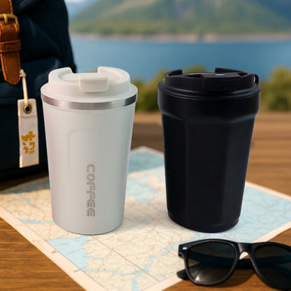 Stainless Steel Coffee Travel Bottle With Lid 450 Ml Approx (1 Pc)