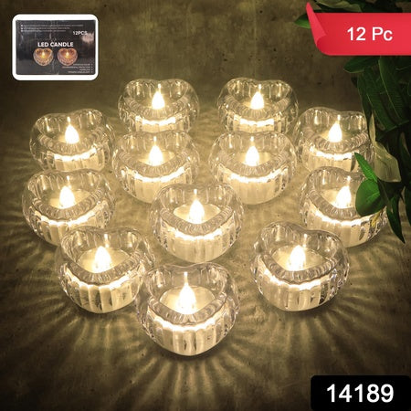 Set Of 12 Heart-shaped Led Flameless Decorative Candles