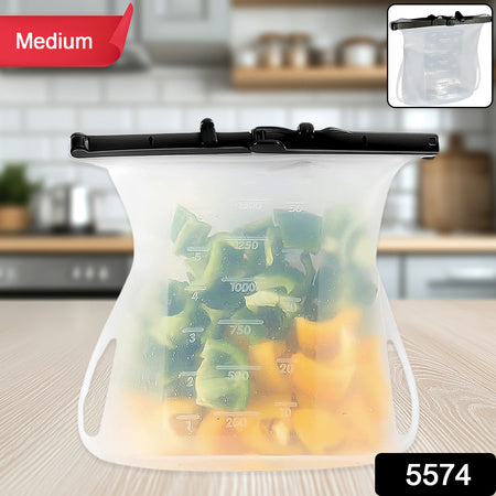 Reusable Silicone Food Storage Bag Set Leakproof Lock Reusable Flat Bottom Freezer Bags Sandwich Bags Silicone Food Grade Kids Snack Bags Bpa Free Microwave Dishwasher Safe (1 Pc)