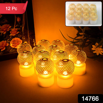 Led Ball Shaped Decorative Light With Mesh Cover (12 Pc  Set)