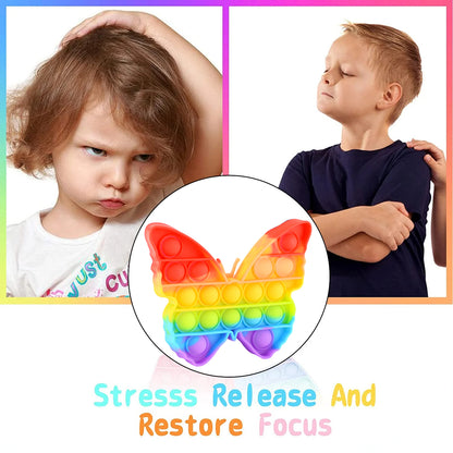 17638 Pop Fidget Toy Push Pop Bubble Fidget Sensory Toy For Kids And Adults Fidget Popper Stress Reliever Sensory Fidget Poppers (Butterfly  Car Shape  1 Pc)