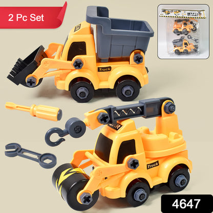 4647 Engineering Vehicles Nut Assembly Vehicle Toy Diy Nut Assembly Vehicle Model Toy Highly Simulation Children Kids Car Model Toy Set (2 Pc Set)