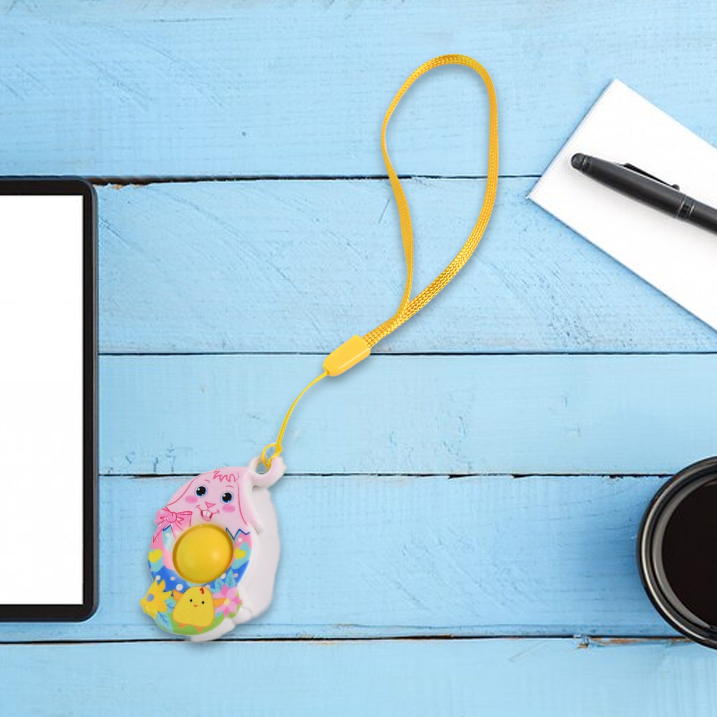 Mini Cartoon Chick-shaped Push Pop Fidget Toy With Hanging Strap (1 Pc)