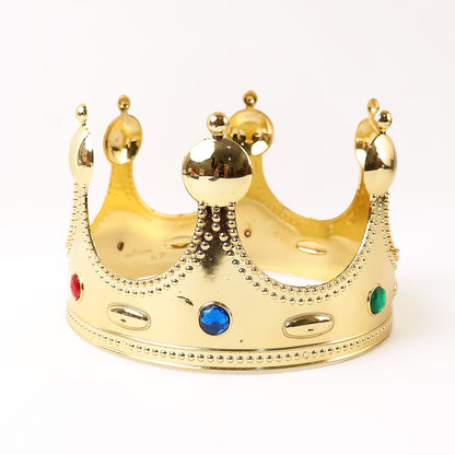 Golden Royal Crown With Colored Gems (1 Pc)