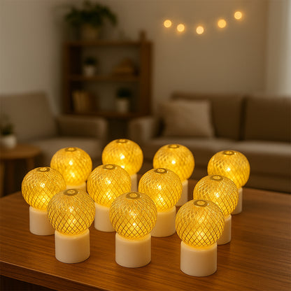 Led Ball Shaped Decorative Light With Mesh Cover (12 Pc  Set)