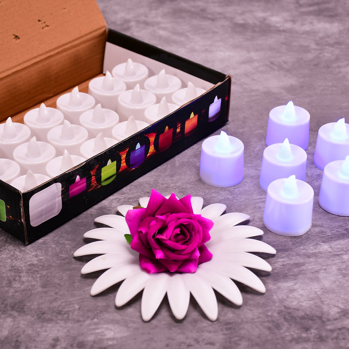 6632 Pink Flameless Led Tealights Smokeless Plastic Decorative Candles - Led Tea Light Candle For Home Decoration (Pack Of 24)
