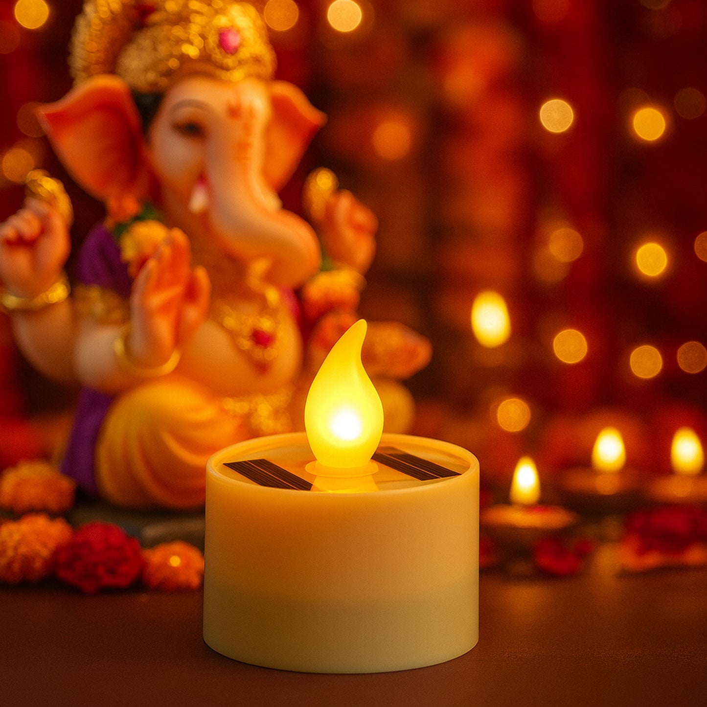 Solar Powered Led Flameless Candle Light (1 Pc)