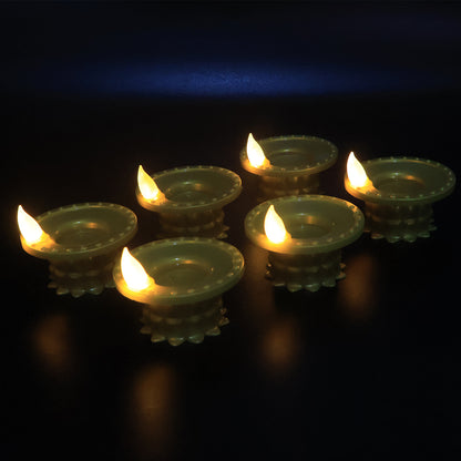 Set Of 12 Water Sensor Led Golden Diyas