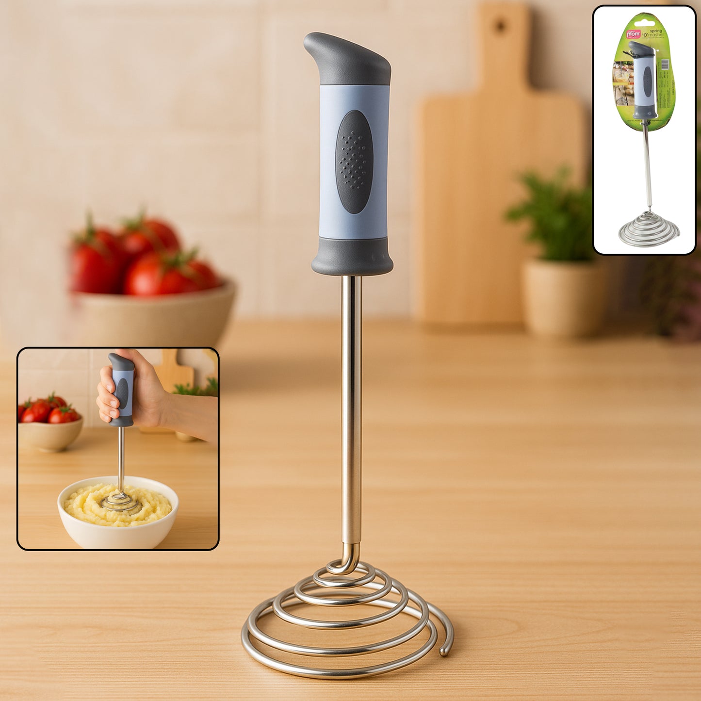 Supermom Spring Omasher Heavy Duty Stainless Steel Vegetable  Potato Masher