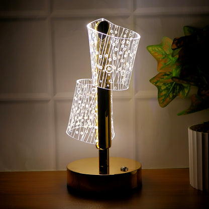 Luxury Crystal Led Double Shade Table Lamp (1 Pc)