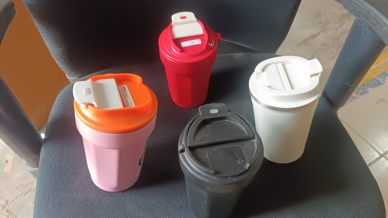 Stainless Steel Coffee Travel Bottle With Lid 450 Ml Approx (1 Pc)