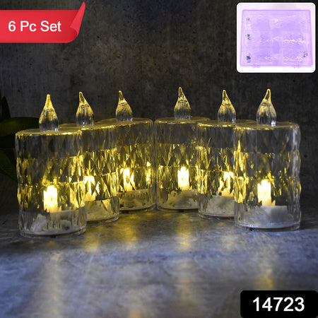 Decorative Led Crystal Flameless Candle Set (6 Pc)