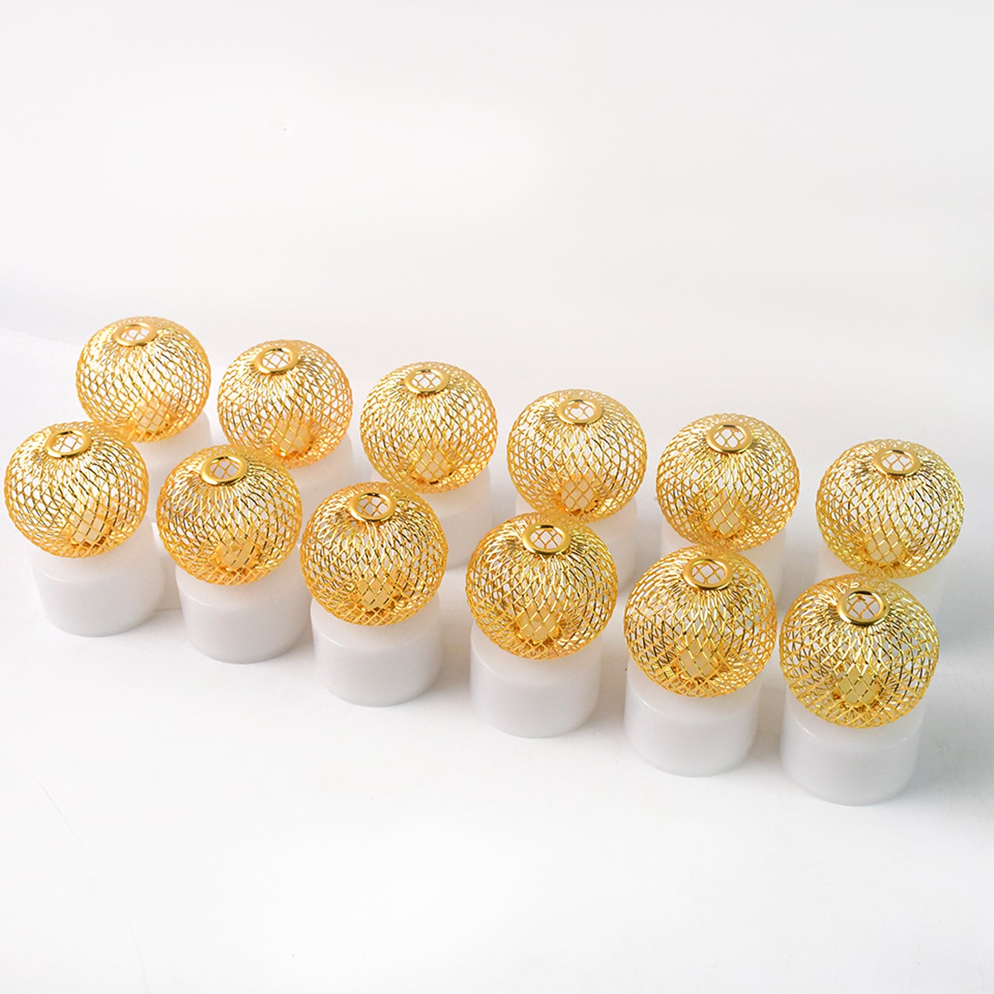 Led Ball Shaped Decorative Light With Mesh Cover (12 Pc  Set)