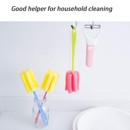7443 Sponge Cup Washing Brush Washing Cup Milk Bottle Cleaning Brush Kitchen Brush Water Cup Tea Cup Brush Sponge Head Household Kitchen Cleaning Tool (20cm)