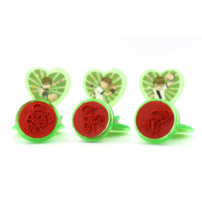 4804 Unique Cartoon Character Heart Shape Stamps 6 Pieces For Kids Motivation And Reward Theme Prefect Gift For Teachers Parents And Students (Multicolor)