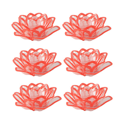 Set Of 6 Lotus Shaped Led Flameless Decorative Candles