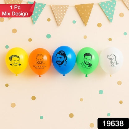Assorted Printed Mix Design Party Latex Balloons (1 Pc)