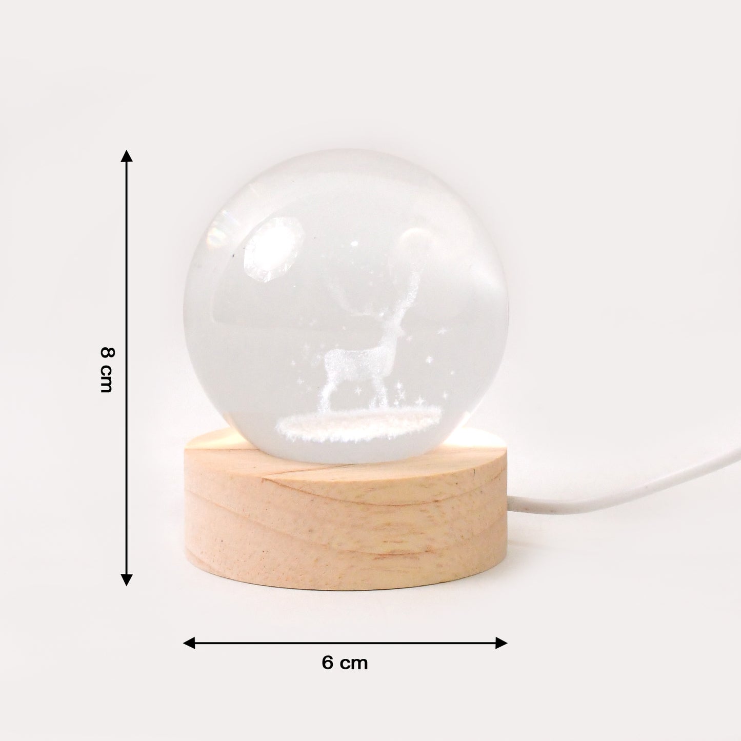 Mela Crystal Ball Night Light Glass Ball Night Lamp With Wood Base
