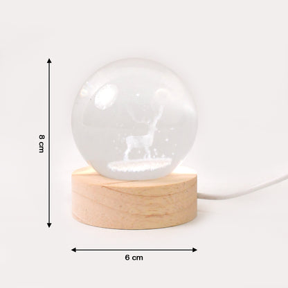 Mela Crystal Ball Night Light Glass Ball Night Lamp With Wood Base