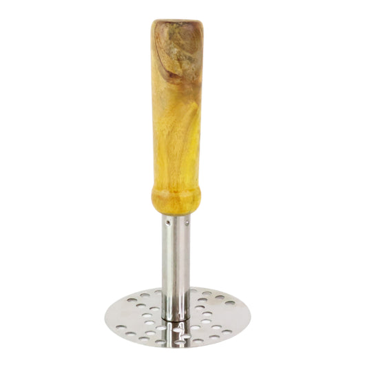 064 Stainless Steel Potato Masher Pav Bhaji Masher With Wooden Handle