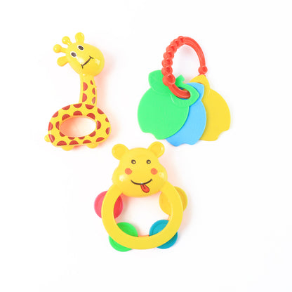 3 Pcs Set Colorful Animal Shape Baby Rattle Toy