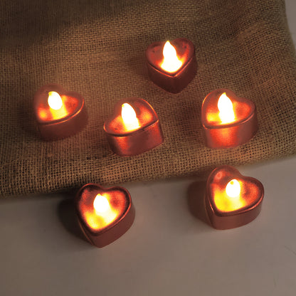 Heart Shape Led Flameless Decorative Candles (6 Pc  Set)