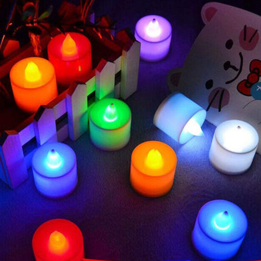 6463 24pcs Festival Decorative - Led Tealight Candles  Battery Operated Candle Ideal For Party Wedding Birthday Gifts (Multi Color) ( Diya  Divo  Diva  Deepak  Jyoti )