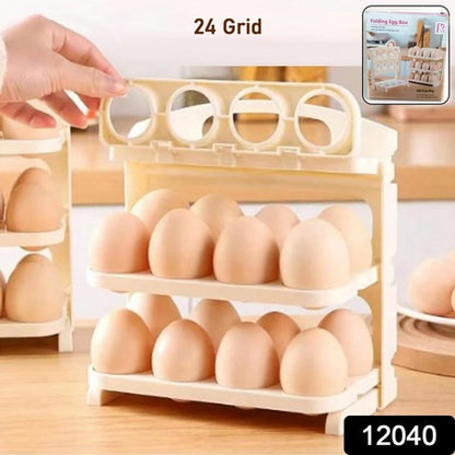 Plastic Foldable Egg Tray  24 Grid Egg Storage Box (1 Pc)